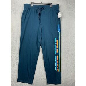 Disney Star Wars Sweatpants Mens XL Teal Graphic Print Drawstring Pull‎ On NEW